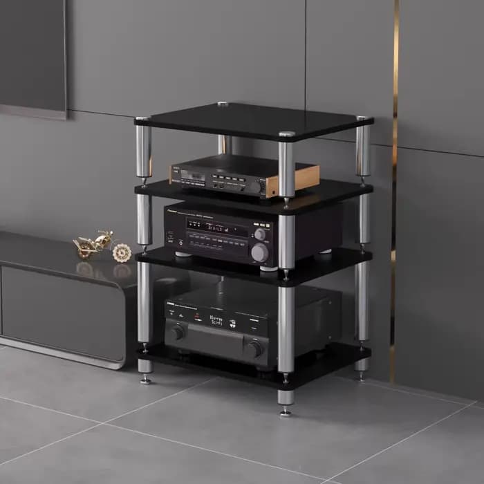 Meuble audio AV Rack Meuble TV disponible en noir, blanc et argent
