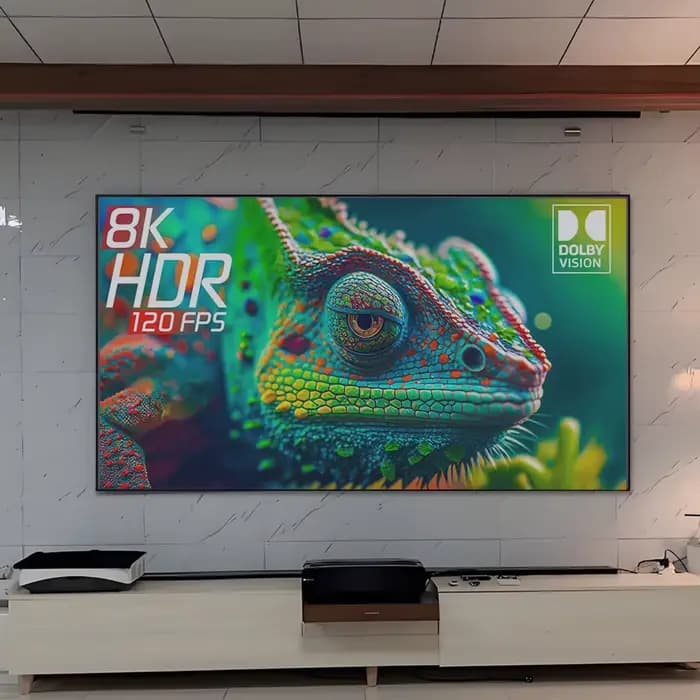 Écran de projection fixe 120 pouces 4K Ultra HD 16:9 ALR CLR UST à rejet de lumière ambiante pour projecteurs