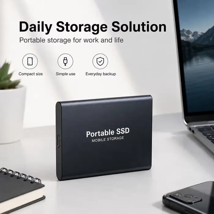 Disque SSD portable USB Type-C pour la sauvegarde des fichiers informatiques