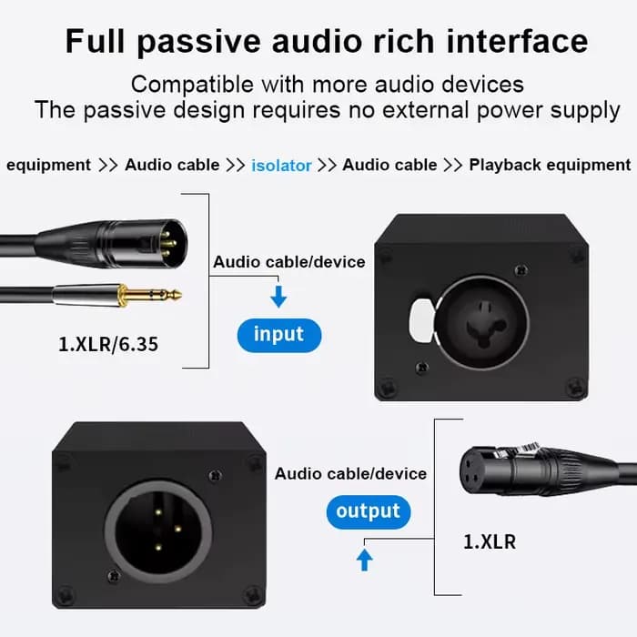 Isolateur de boucle de masse passif XLR mâle-femelle